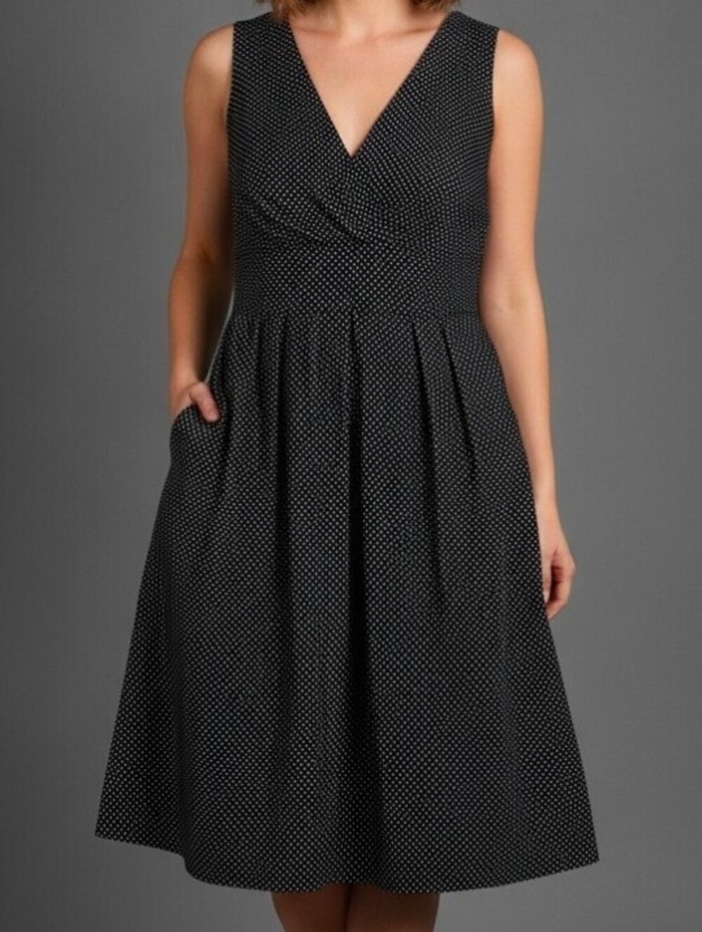 Cotton Corey P Black White Dotted Sleeveless Dress Size 18